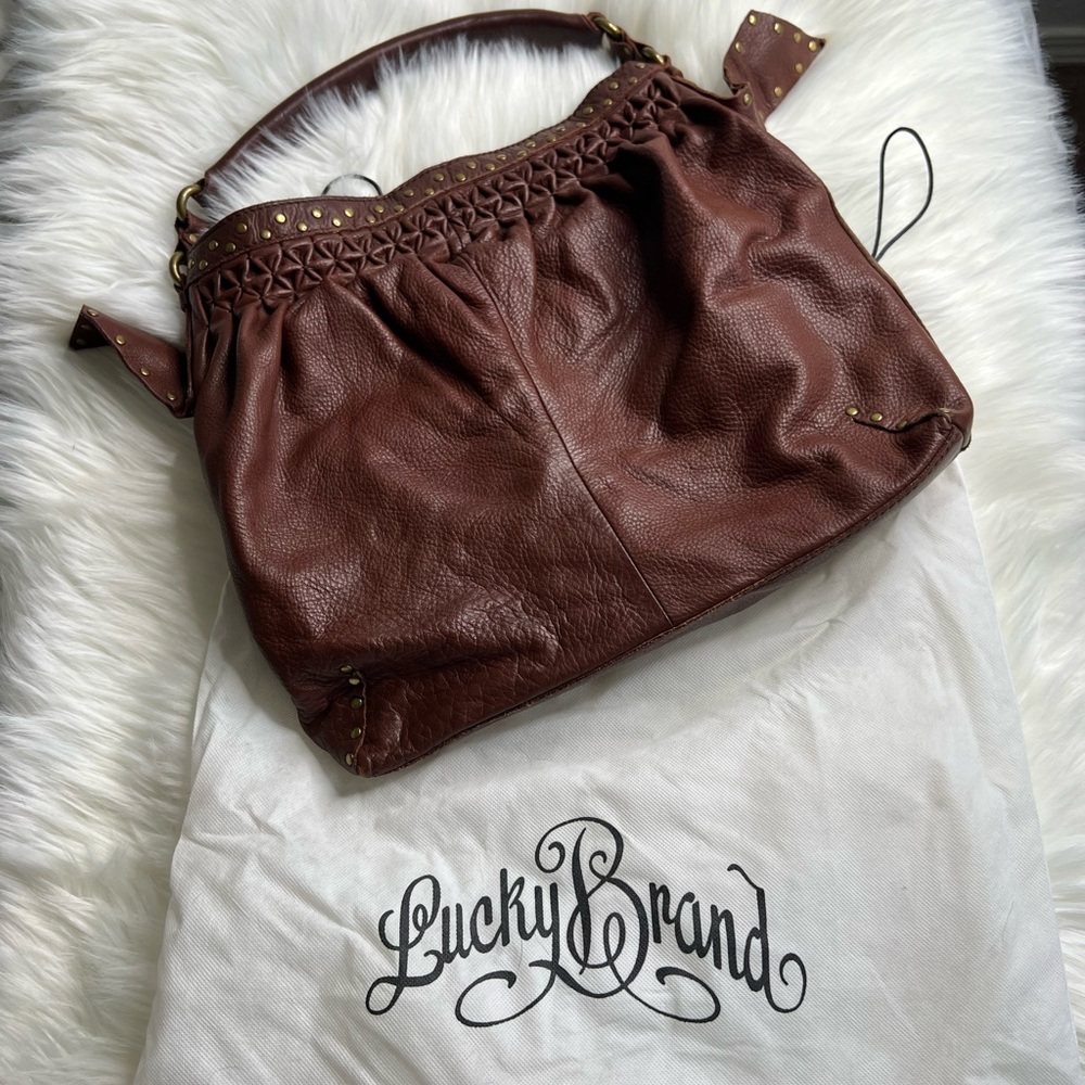 Y2K Brown Lucky Brand Slouchy Shoulder Bag Purse with Dust Bag